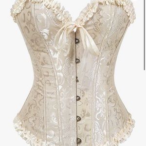 Cream Satin Lace Up Corset Top